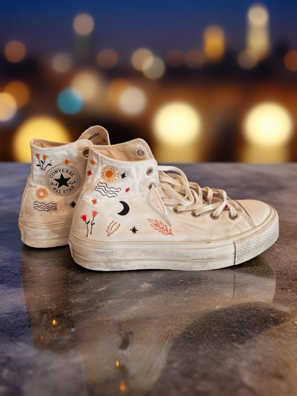 Chuck Taylor All Star Lift Platform It's Okay To Wander Ecru Cream Embroidered